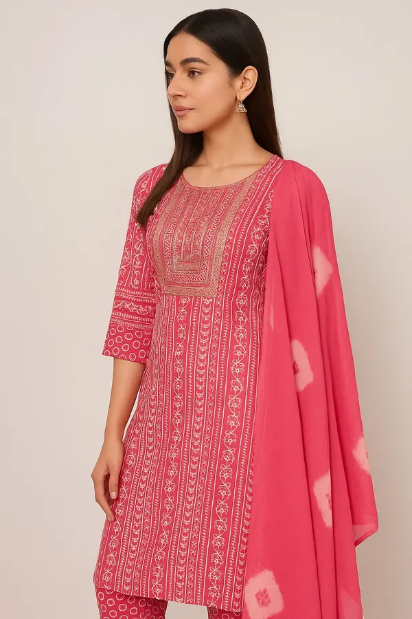 Light_Red_Premium_Cotton_Cambric_Floral_Print_Kurta,_Trouser_&_Dupatta_Set_For_Women