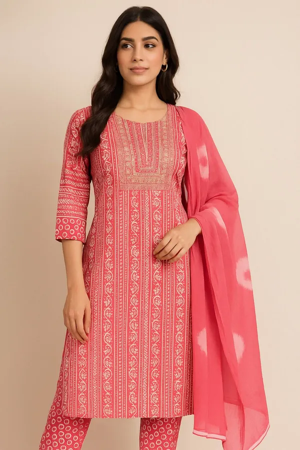 Light_Red_Premium_Cotton_Cambric_Floral_Print_Kurta,_Trouser_&_Dupatta_Set_For_Women