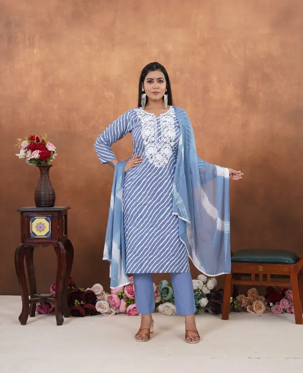Green_Premium_Viscose_Rayon_Embroidered_Kurta,_Trouser_&_Dupatta_Set_For_Women