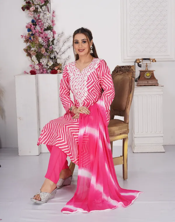 Pink_Premium_Viscose_Rayon_Embroidered_Kurta,_Trouser_&_Dupatta_Set_For_Women