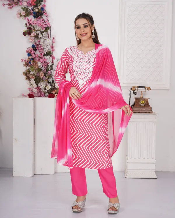 Pink_Premium_Viscose_Rayon_Embroidered_Kurta,_Trouser_&_Dupatta_Set_For_Women