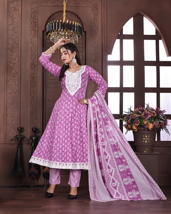 Pink_Premium_Cotton_Blend_Slub_Printed_Kurta,_Trouser_&_Dupatta_Set_For_Women