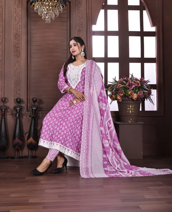Pink_Premium_Cotton_Blend_Slub_Printed_Kurta,_Trouser_&_Dupatta_Set_For_Women