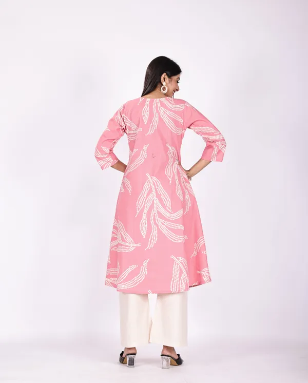 Pink_Premium_Khadi_Cotton_Printed_Kurti_&_Pant_For_Women