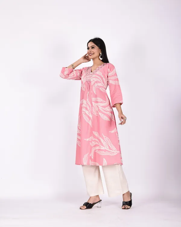Pink_Premium_Khadi_Cotton_Printed_Kurti_&_Pant_For_Women