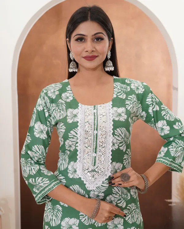 Green_Premium_Rayon_Slub_Printed_Kurta,_Trouser_&_Dupatta_Set_For_Women