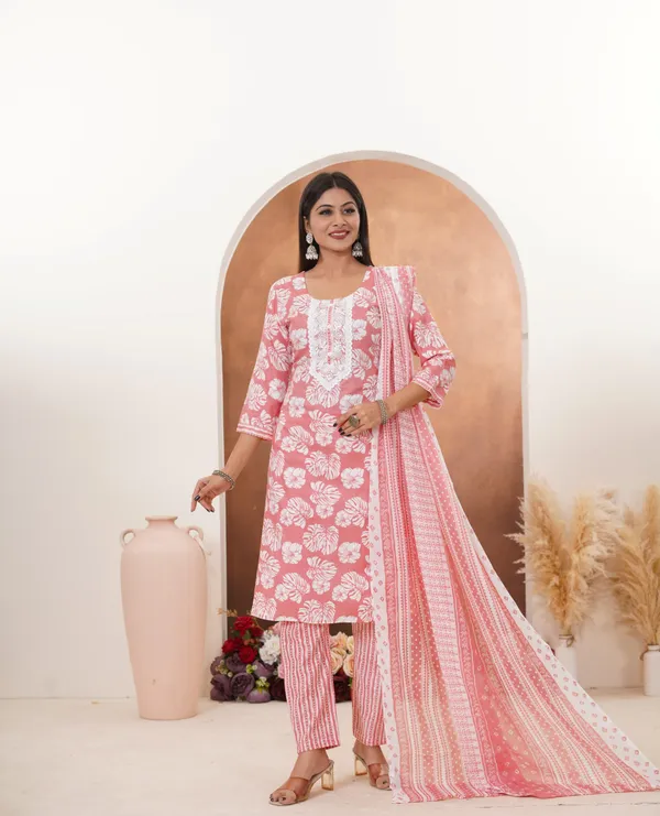 Orange_Premium_Rayon_Slub_Printed_Kurta,_Trouser_&_Dupatta_Set_For_Women