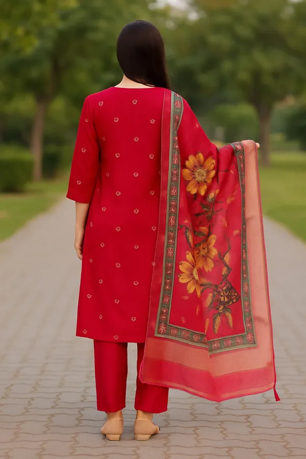 Red_Premium_Roman_Embroidered_Kurta,_Trouser_&_Dupatta_Set_For_Women