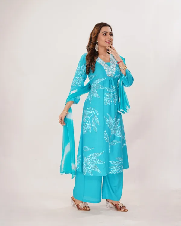 Blue_Premium_Viscose_Rayon_Embroidered_&_Printed_Kurta,_Trouser_&_Dupatta_Set_For_Women