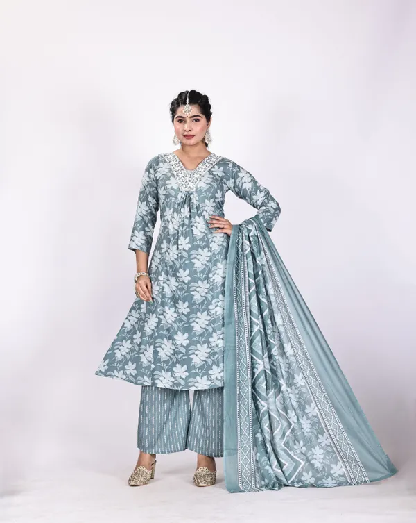 Grey_Premium_Viscose_Rayon_Floral_Print_Kurta,_Trouser_&_Dupatta_Set_For_Women