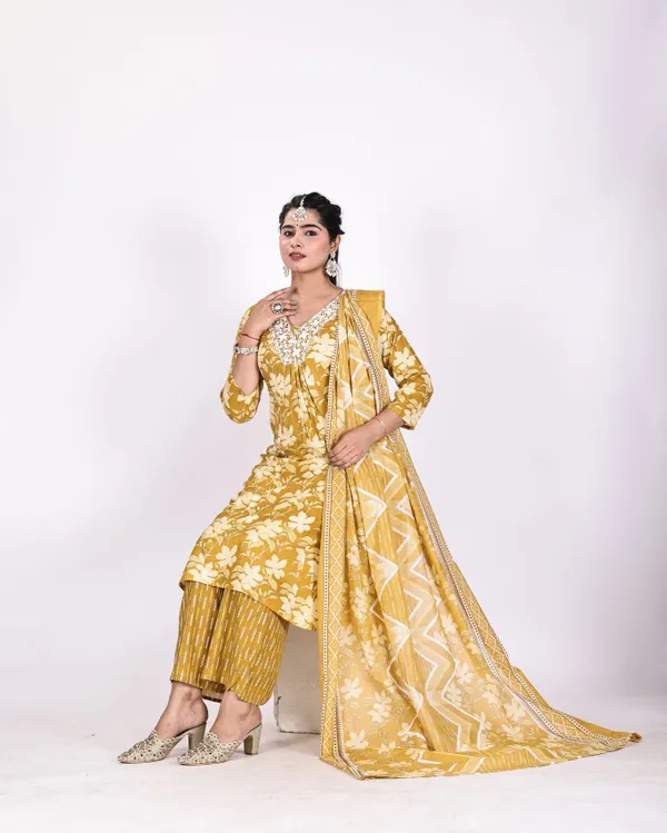 Yellow_Premium_Viscose_Rayon_Floral_Print_Kurta,_Trouser_&_Dupatta_Set_For_Women