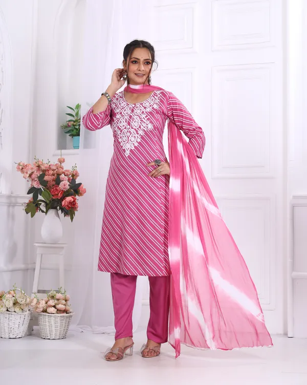 Pink_Premium_Viscose_Rayon_Embroidered_Kurta,_Trouser_&_Dupatta_Set_For_Women