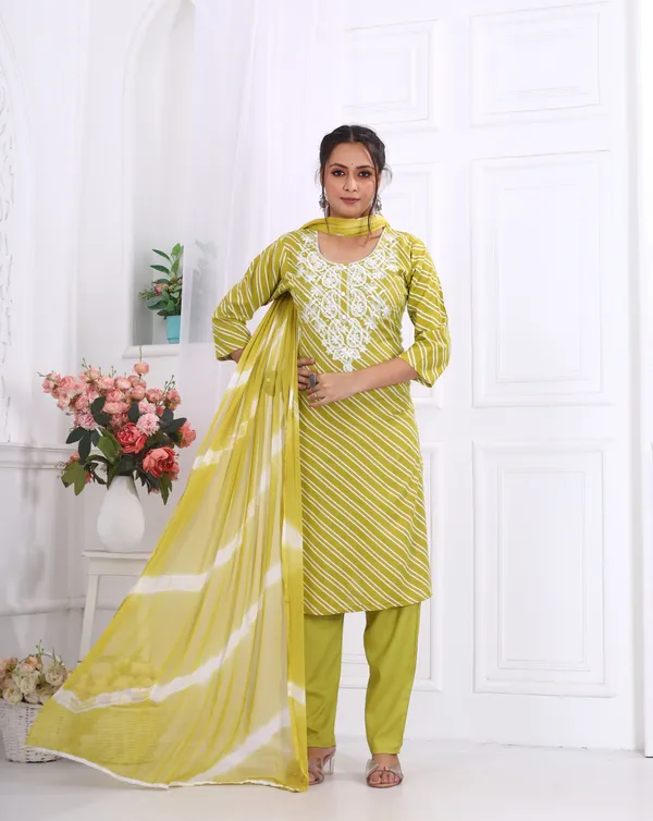 Light_Green_Premium_Viscose_Rayon_Embroidered_Kurta,_Trouser_&_Dupatta_Set_For_Women