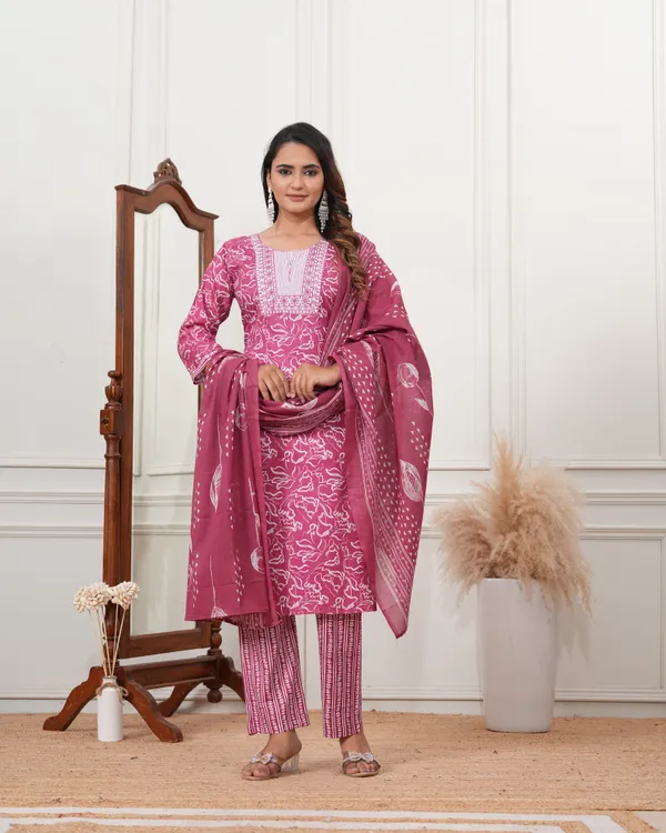 Pink_Premium_Cotton_Blend_Slub_Embroidered_Kurta,_Trouser_&_Dupatta_Set_For_Women