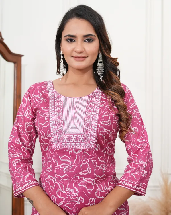Pink_Premium_Cotton_Blend_Slub_Embroidered_Kurta,_Trouser_&_Dupatta_Set_For_Women