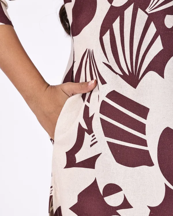 Maroon_Premium_Khadi_Cotton_Printed_Kurti_&_Pant_For_Women