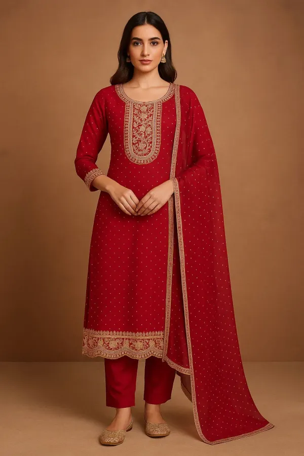 Red_Premium_Vichitra_Embroidered_Kurta,_Trouser_&_Dupatta_Set_For_Women