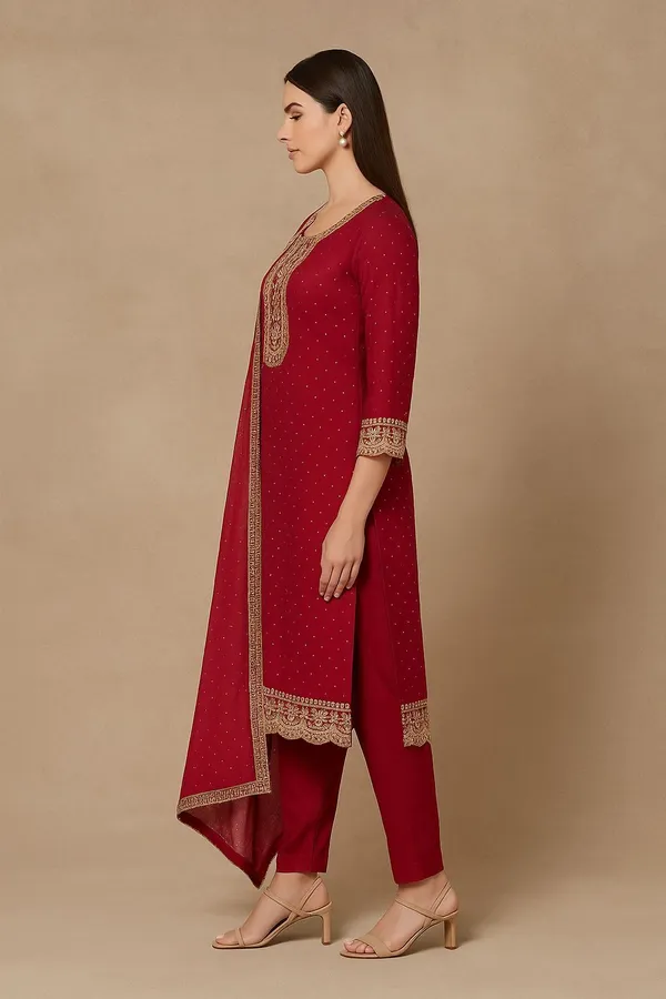 Red_Premium_Vichitra_Embroidered_Kurta,_Trouser_&_Dupatta_Set_For_Women