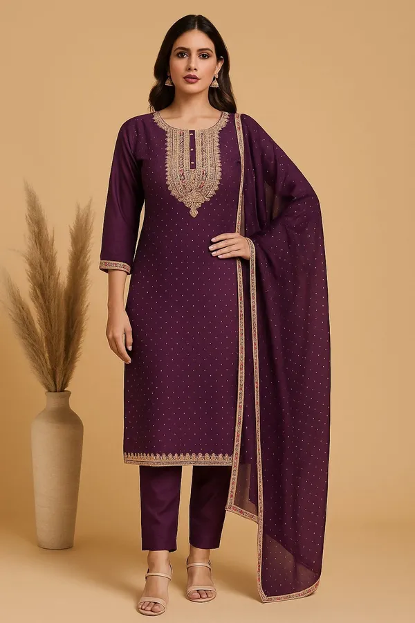 Purple_Premium_Vichitra_Embroidered_Kurta,_Trouser_&_Dupatta_Set_For_Women