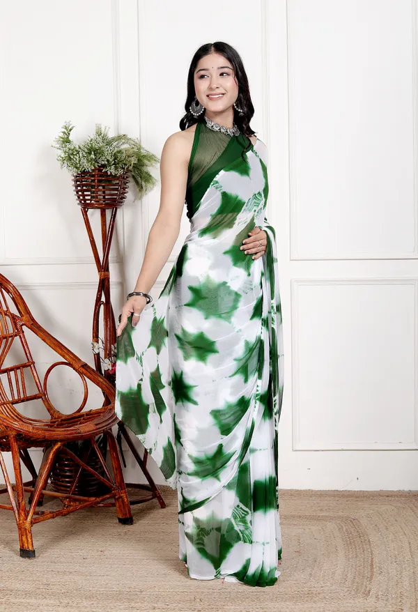 Green_Designer_Pure_Chiffon_&_New_Trendy_Bollywood_Saree_For_Women_(With_Blouse)