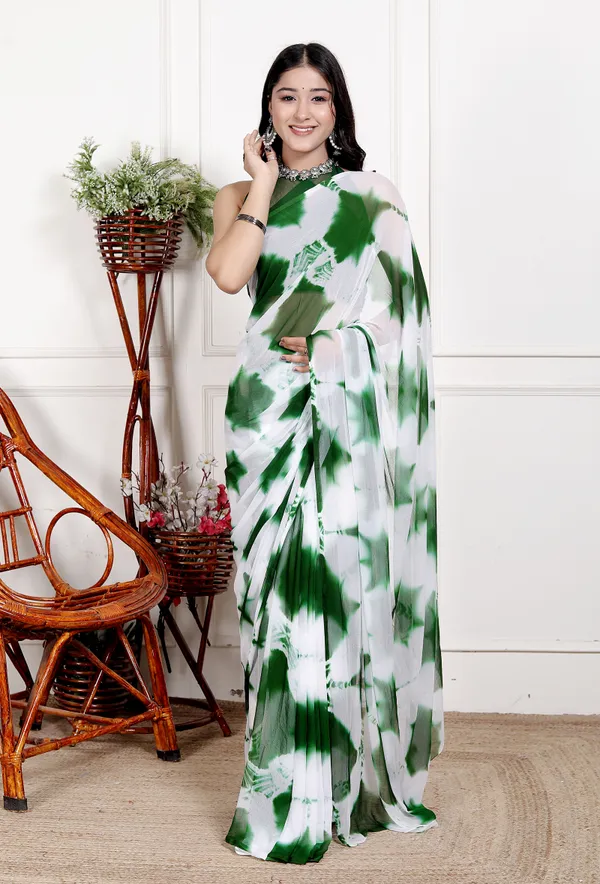 Green_Designer_Pure_Chiffon_&_New_Trendy_Bollywood_Saree_For_Women_(With_Blouse)
