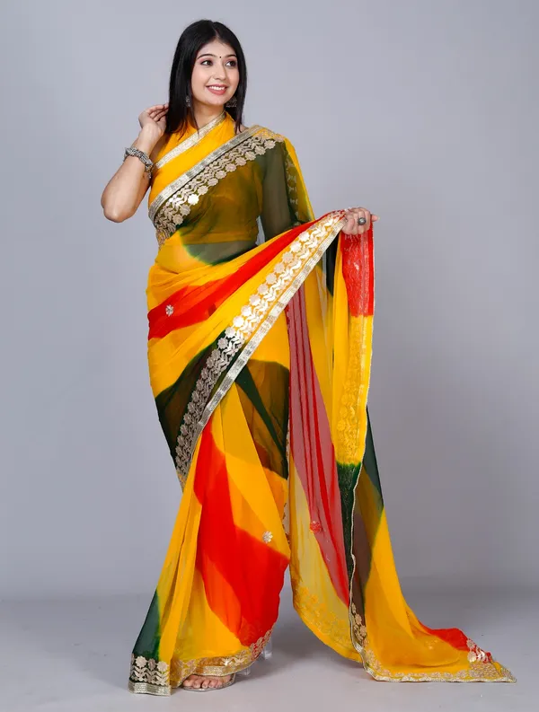 Yellow_Designer_Pure_Chiffon_&_New_Trendy_Bollywood_Saree_For_Women_(With_Blouse)