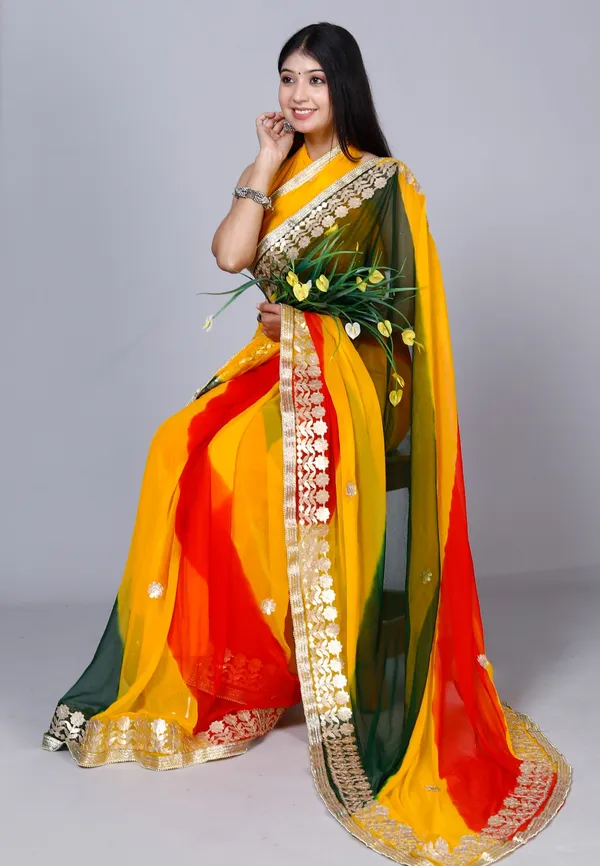 Yellow_Designer_Pure_Chiffon_&_New_Trendy_Bollywood_Saree_For_Women_(With_Blouse)