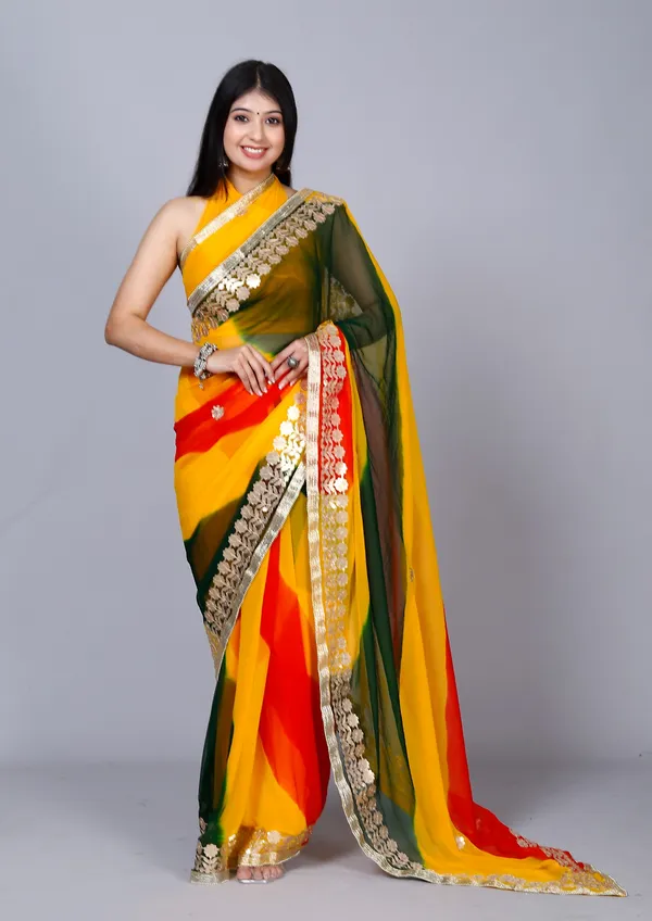 Yellow_Designer_Pure_Chiffon_&_New_Trendy_Bollywood_Saree_For_Women_(With_Blouse)