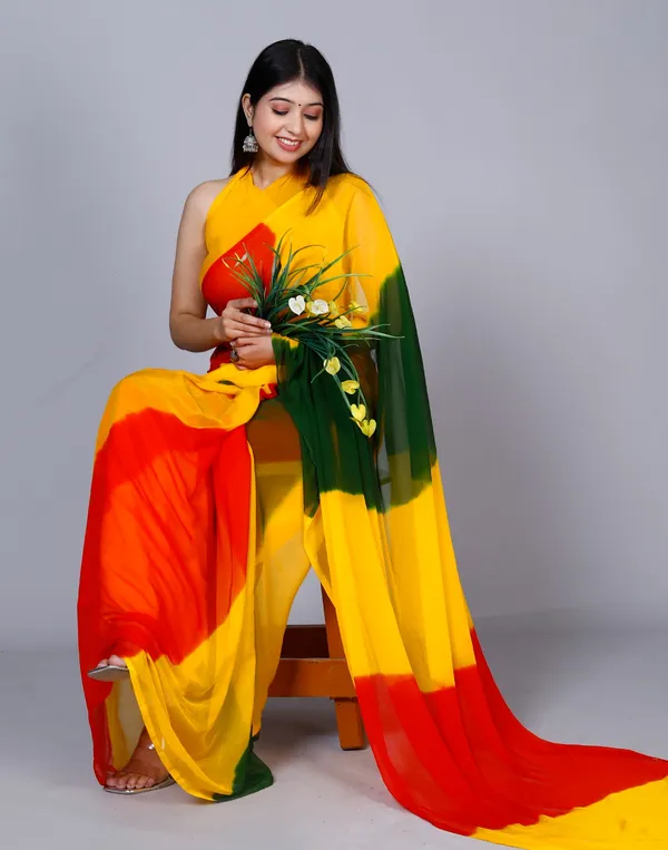 Green_Designer_Pure_Chiffon_&_New_Trendy_Bollywood_Saree_For_Women_(With_Blouse)