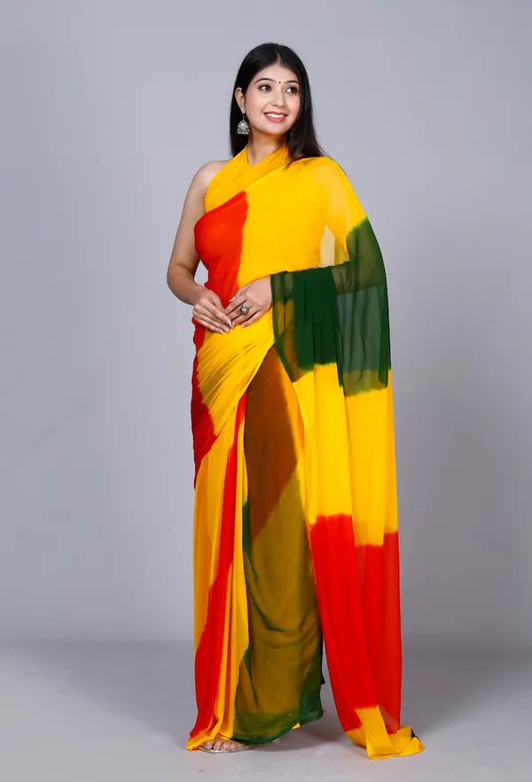 Green_Designer_Pure_Chiffon_&_New_Trendy_Bollywood_Saree_For_Women_(With_Blouse)