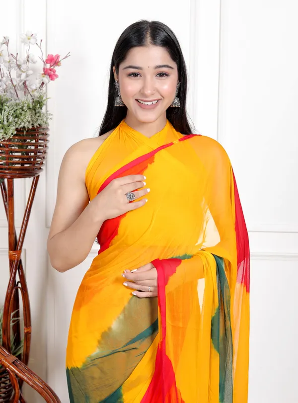 Pure_Chiffon_Printed_Mirror_Work_Sarees_For_Women