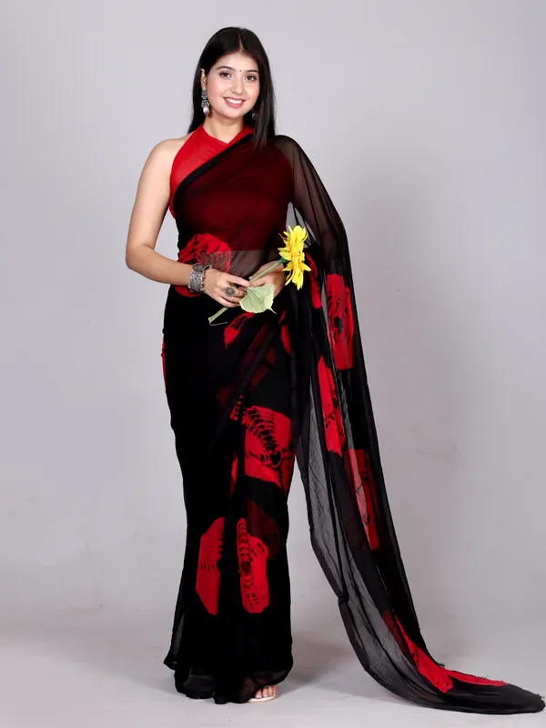 Black_Designer_Pure_Chiffon_&_New_Trendy_Bollywood_Saree_For_Women_(With_Blouse)