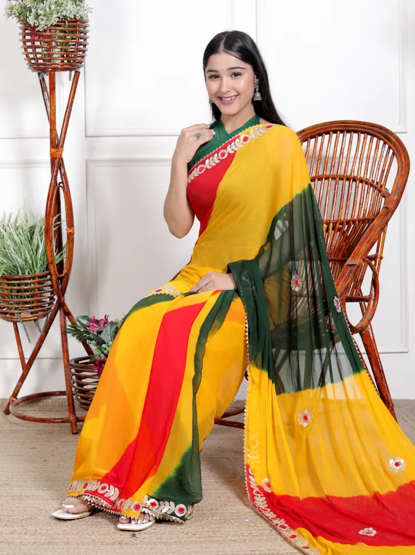 Yellow_Designer_Pure_Chiffon_&_New_Trendy_Bollywood_Saree_For_Women_(With_Blouse)