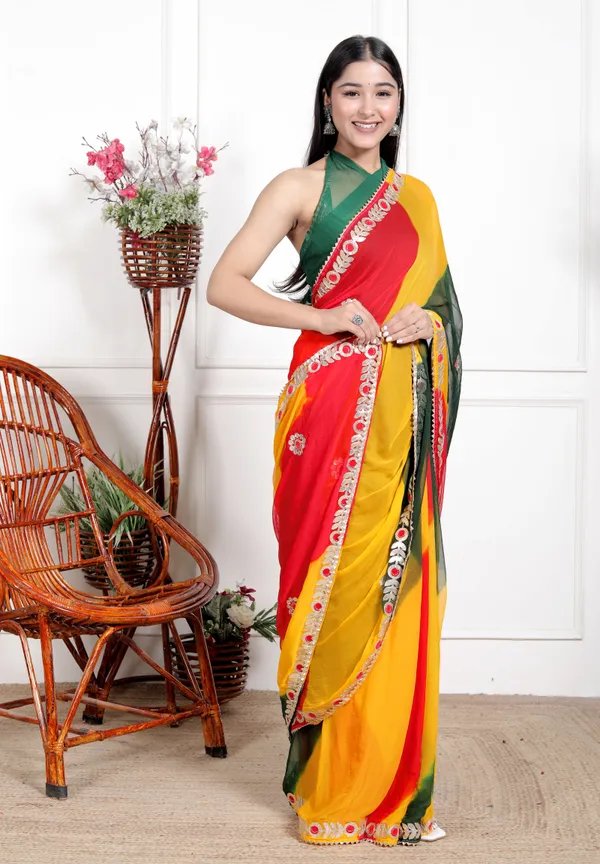 Yellow_Designer_Pure_Chiffon_&_New_Trendy_Bollywood_Saree_For_Women_(With_Blouse)