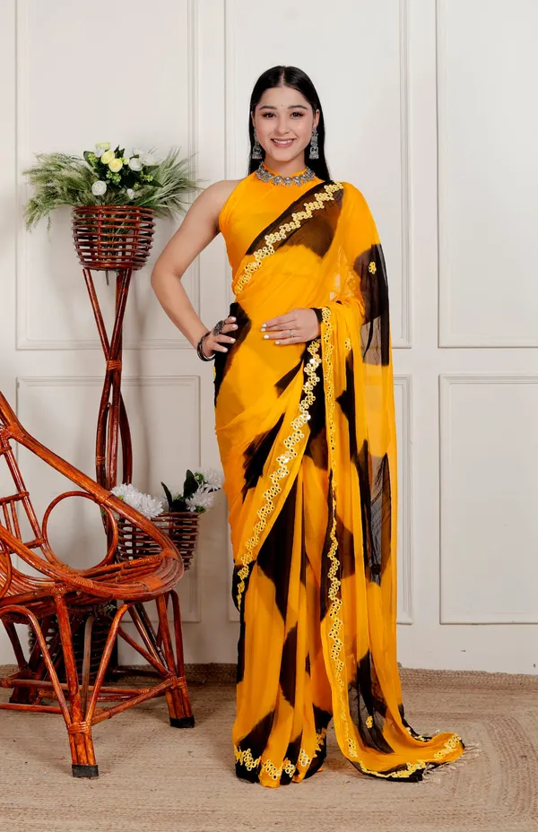 Yellow_Designer_Pure_Chiffon_&_New_Trendy_Bollywood_Saree_For_Women_(With_Blouse)