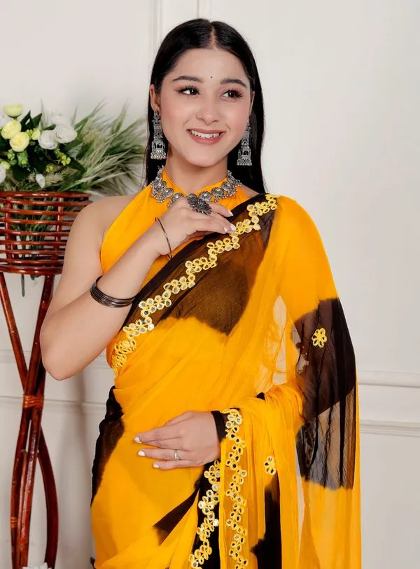 Yellow_Designer_Pure_Chiffon_&_New_Trendy_Bollywood_Saree_For_Women_(With_Blouse)