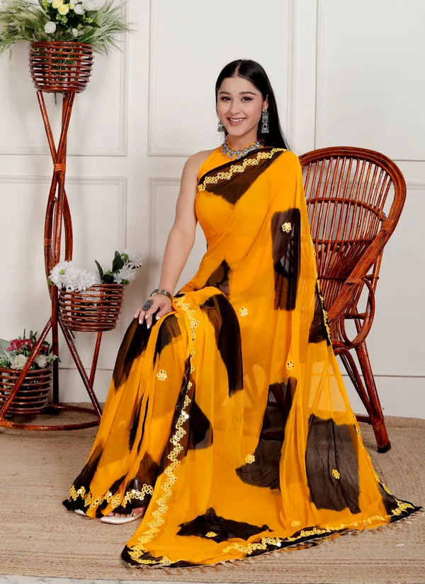 Yellow_Designer_Pure_Chiffon_&_New_Trendy_Bollywood_Saree_For_Women_(With_Blouse)
