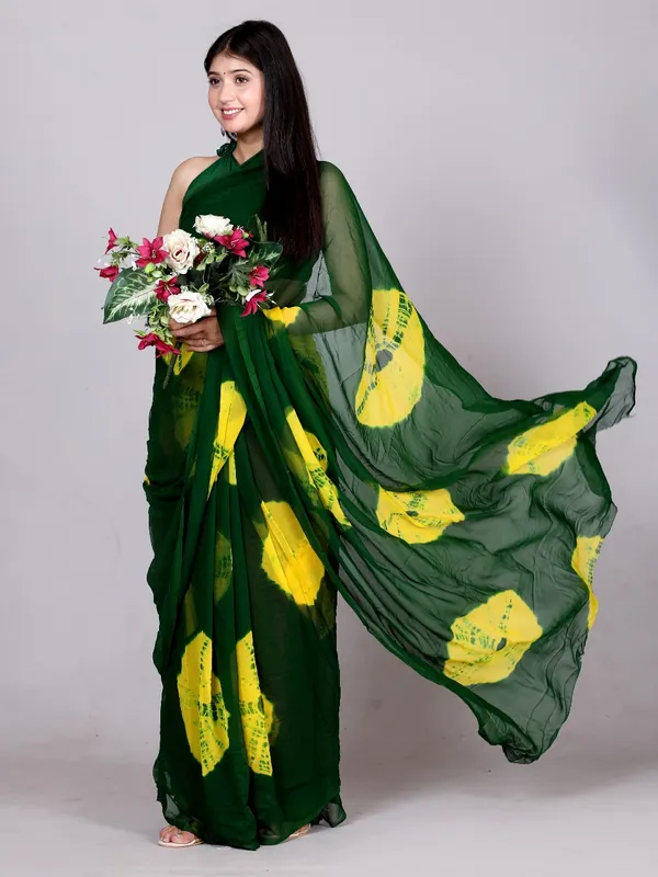 Green_Designer_Pure_Chiffon_&_New_Trendy_Bollywood_Saree_For_Women_(With_Blouse)