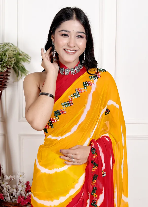 Yellow_Designer_Pure_Chiffon_&_New_Trendy_Bollywood_Saree_For_Women_(With_Blouse)
