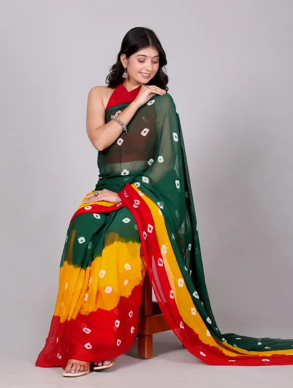 Green_Designer_Pure_Chiffon_&_New_Trendy_Bollywood_Saree_For_Women_(With_Blouse)