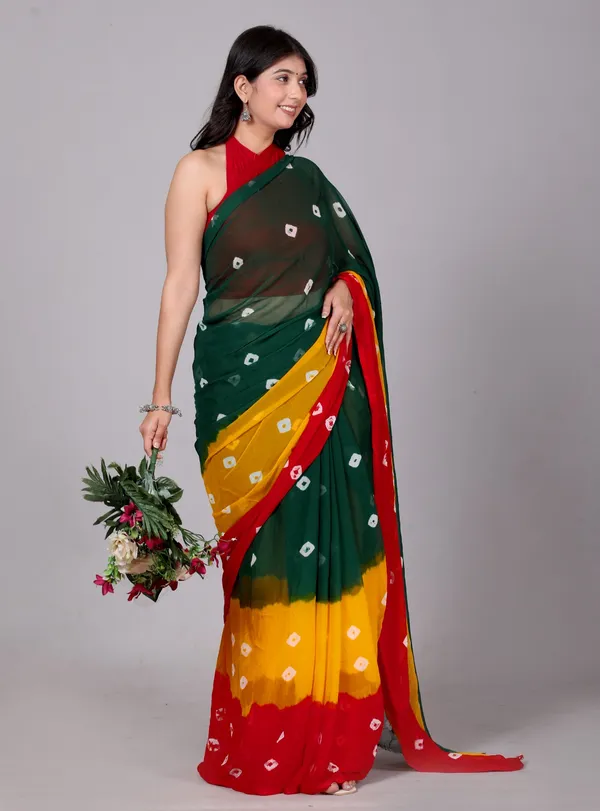 Green_Designer_Pure_Chiffon_&_New_Trendy_Bollywood_Saree_For_Women_(With_Blouse)