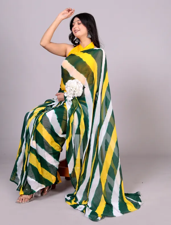 Green_Designer_Pure_Chiffon_&_New_Trendy_Bollywood_Saree_For_Women_(With_Blouse)