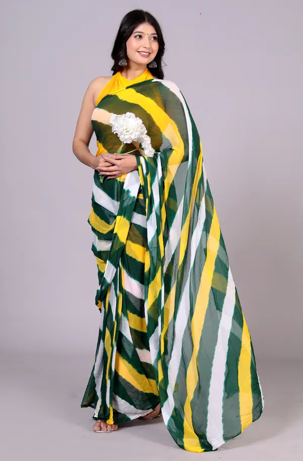 Green_Designer_Pure_Chiffon_&_New_Trendy_Bollywood_Saree_For_Women_(With_Blouse)