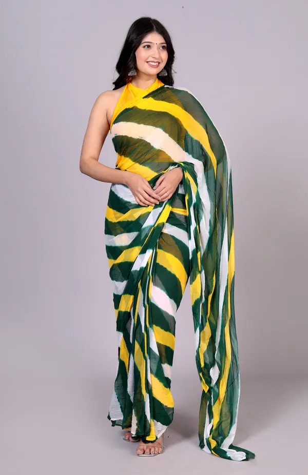 Green_Designer_Pure_Chiffon_&_New_Trendy_Bollywood_Saree_For_Women_(With_Blouse)