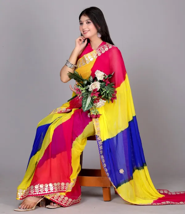 Yellow_Designer_Pure_Chiffon_&_New_Trendy_Bollywood_Saree_For_Women_(With_Blouse)