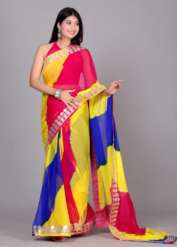 Yellow_Designer_Pure_Chiffon_&_New_Trendy_Bollywood_Saree_For_Women_(With_Blouse)
