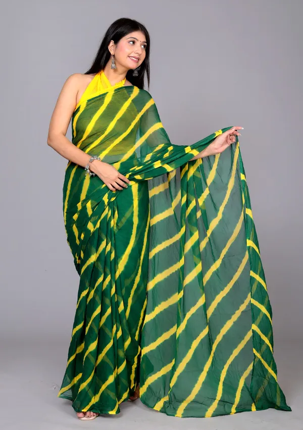 Green_Designer_Pure_Chiffon_&_New_Trendy_Bollywood_Saree_For_Women_(With_Blouse)
