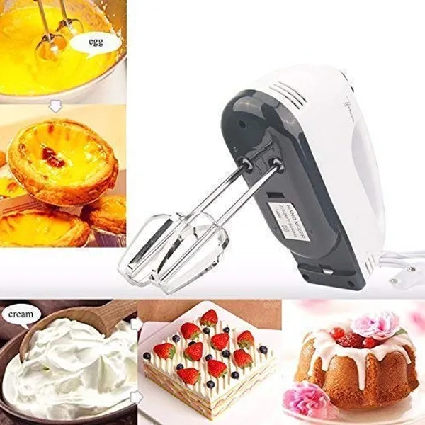 White_Hand_Blender_|Food_Blender,_Egg_Mixer_Blenders_Hand_Mixer_|_Easy_Mix,_Powerful_260_Watt_Motor_|_7_Speed_Control_+_Turbo_|_Dough_Hooks_And_Strip_Attachments