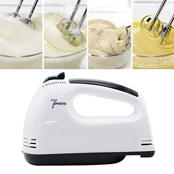 White_Hand_Blender_|Food_Blender,_Egg_Mixer_Blenders_Hand_Mixer_|_Easy_Mix,_Powerful_260_Watt_Motor_|_7_Speed_Control_+_Turbo_|_Dough_Hooks_And_Strip_Attachments