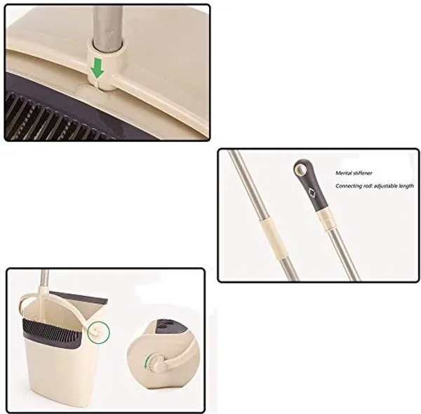 Beige_Long_Handled_Dust_Pan_-_Stand_Up_Design_-_Accommodates_Any_Broom/Hand_Brush-Broom_And_Dustpan_Treelen_With_Dust_Pan_With_Long_Handle_Combo-Free_Broom_Holder_For_Home/Lobby/Shop/Office